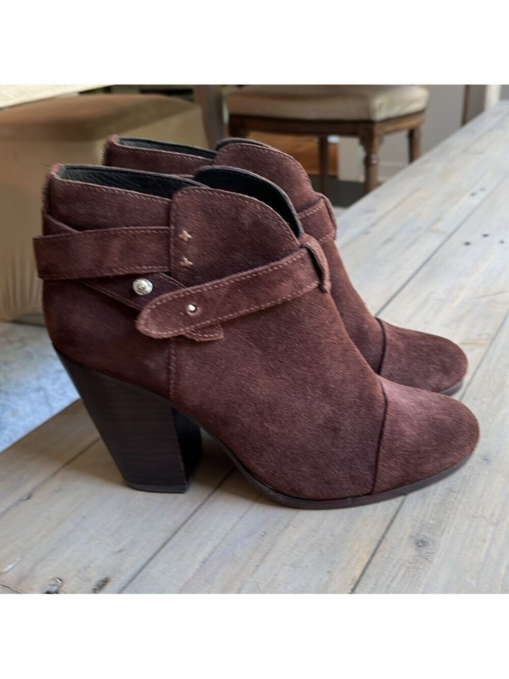 Rag & Bone HARROW Mahogany Suede Ankle Bootie Boot Size 36.5 EU